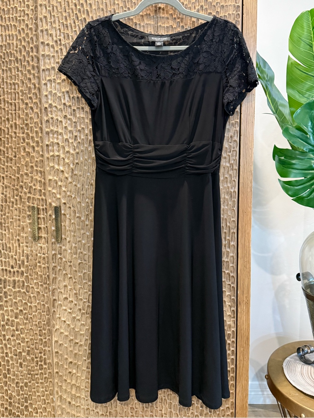 Perceptions Black Lace Yoke Midi Dress